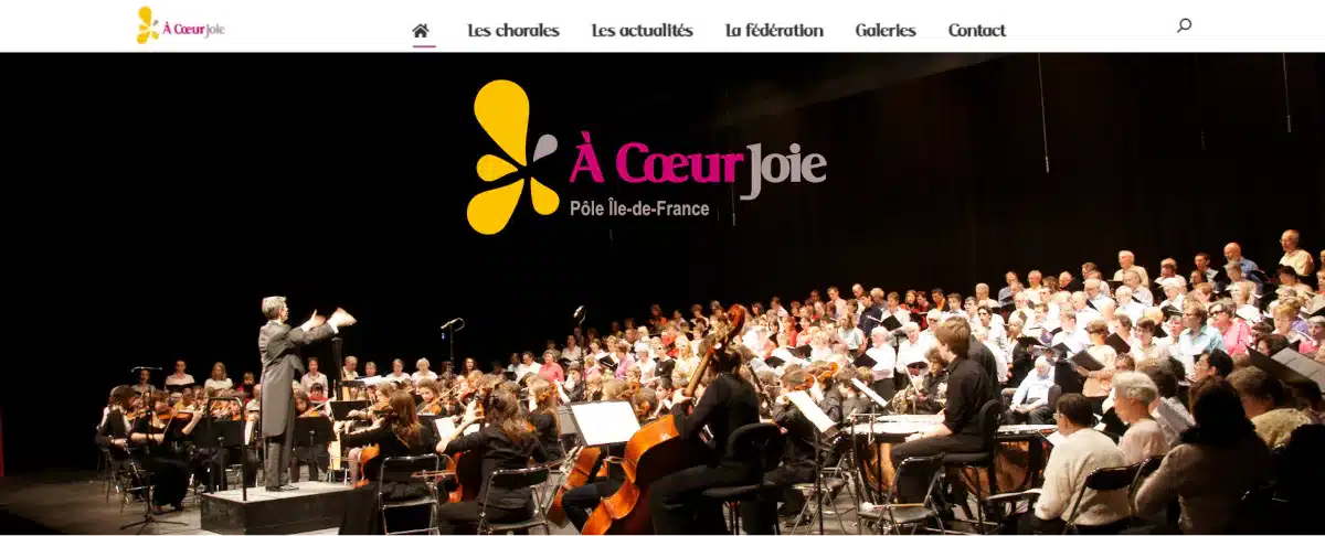 Première version du site À Cœur Joie Pôle Île-de-France réalisée en 2022.