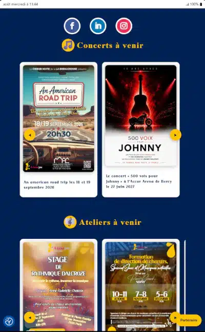 Version mobile du site À Cœur Joie Pôle Île-de-France.