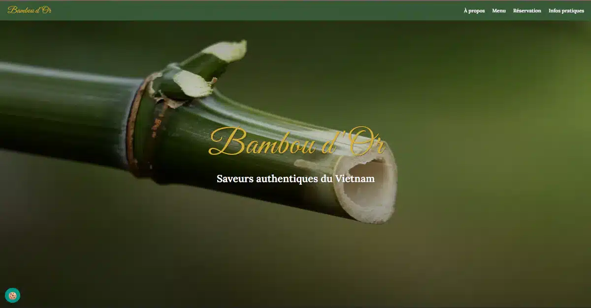 Page d’accueil du site du restaurant Bambou d’Or à Paris.