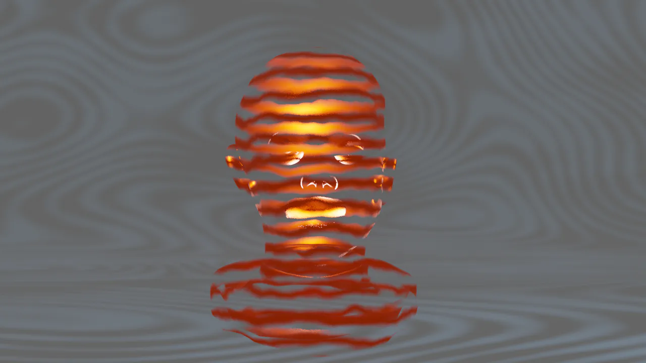 Aperçu d'une animation abstraite représentant un visage fragmenté par des rubans.